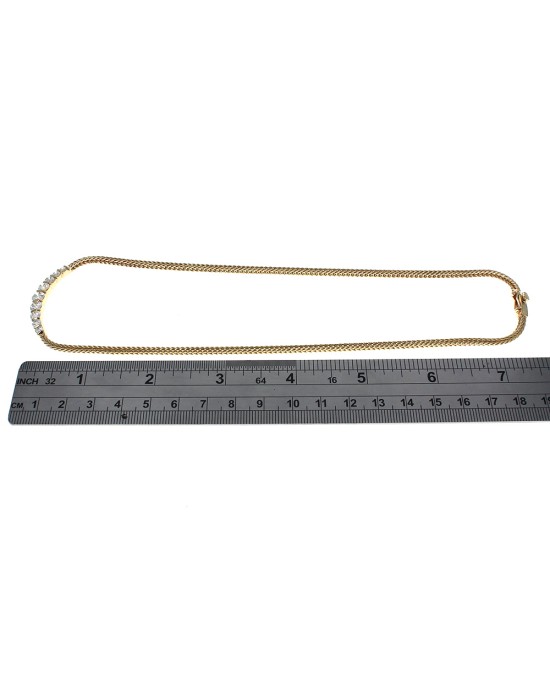 Diamond Station Foxtail Chain Necklace